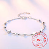 925 Silver Snake Chain Star Round Bead Charm Bracelets For Women Girls