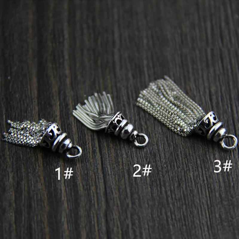 925 Silver Snake Chain Tassel Earring Pendant Vintage Charms
