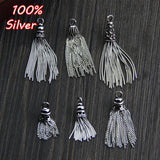 925 Silver Snake Chain Tassel Earring Pendant Vintage Charms