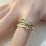 925 Silver Snake Zircon Rings Women Wedding Jewelry