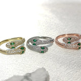925 Silver Snake Zircon Rings Women Wedding Jewelry