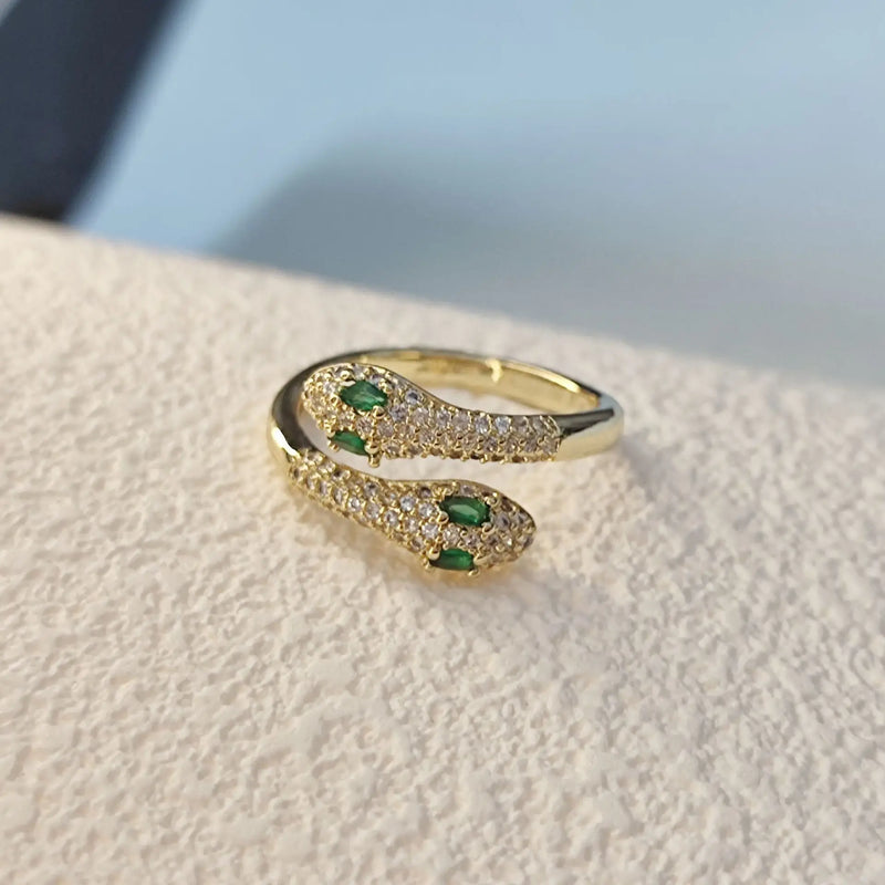 925 Silver Snake Zircon Rings Women Wedding Jewelry
