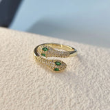 925 Silver Snake Zircon Rings Women Wedding Jewelry