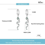 925 Silver Snake Animal Pendant & Green Zircon Earrings Set