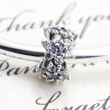 925 Silver Snowflake Beads Purple CZ DIY Bracelets Pendants