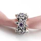 925 Silver Snowflake Beads Purple CZ DIY Bracelets Pendants