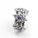 925 Silver Snowflake Beads Purple CZ DIY Bracelets Pendants