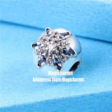 925 Silver Snowflake Clip Charm w/ Multi-Color Crystals for European Bracelets