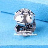 925 Silver Snowflake Clip Charm w/ Multi-Color Crystals for European Bracelets