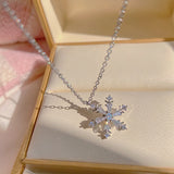 925 Silver Snowflake Flower Necklace for Women S925 Silver Needle AAA Zircon