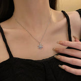 925 Silver Snowflake Flower Necklace for Women S925 Silver Needle AAA Zircon