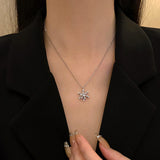 925 Silver Snowflake Flower Necklace for Women S925 Silver Needle AAA Zircon