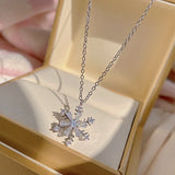 925 Silver Snowflake Flower Necklace for Women S925 Silver Needle AAA Zircon