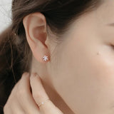 925 Silver Snowflake Zircon Stud Earrings Women Screw Hip Hop Birthday Jewelry