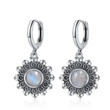 925 Silver Snowflake Kyanite Earrings Round 6MM Stone Vintage Jewelry