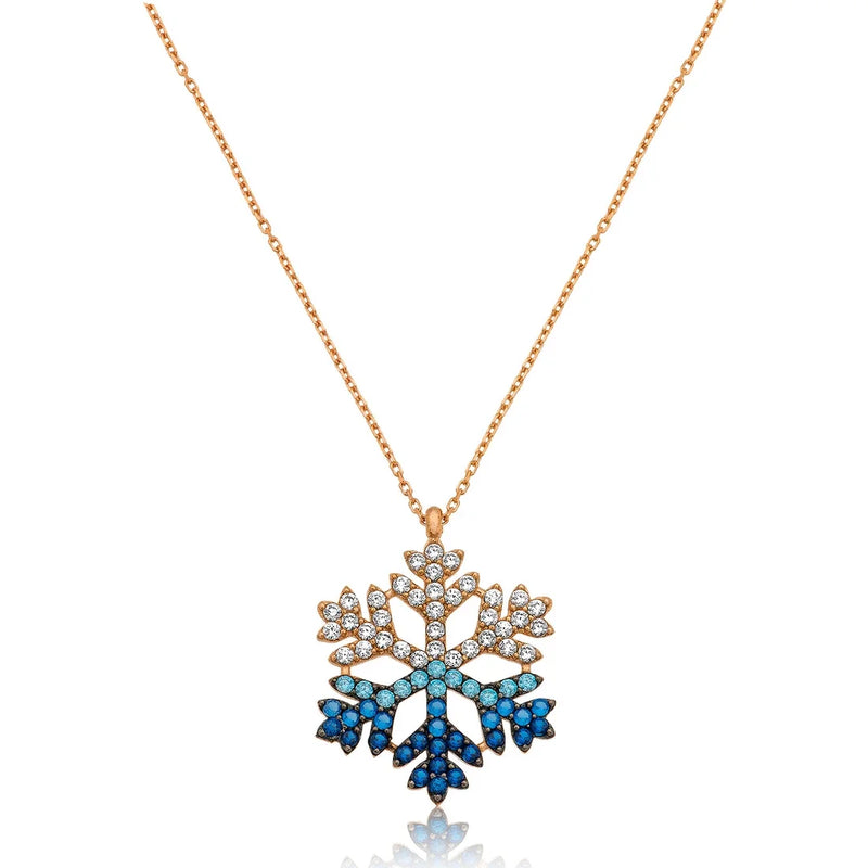 925 Silver Snowflake Pendant Ladies Chain Necklace Gift for Women