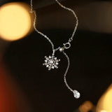 925 Silver Snowflake Pendant Necklace Women Choker