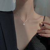925 Silver Snowflake Pendant Necklace Women Choker