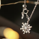 925 Silver Snowflake Pendant Necklace Women Choker