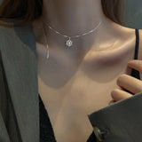 925 Silver Snowflake Pendant Necklace Women Choker