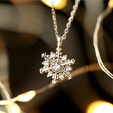 925 Silver Snowflake Pendant Necklace Women Choker