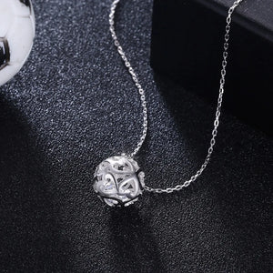 925 Sterling Silver Soccor Pendant Necklaces Hollow Football Heart Drop