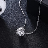 925 Sterling Silver Soccor Pendant Necklaces Hollow Football Heart Drop