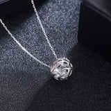 925 Sterling Silver Soccor Pendant Necklaces Hollow Football Heart Drop