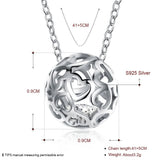 925 Sterling Silver Soccor Pendant Necklaces Hollow Football Heart Drop