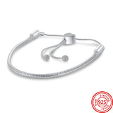 925 Silver Snake Chain Bracelet Pave Sparkling Women DIY Jewelry Gift