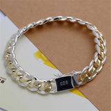 925 Silver 10mm Chain Bracelet Wedding Jewelry