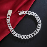 925 Silver 10mm Chain Bracelet Wedding Jewelry