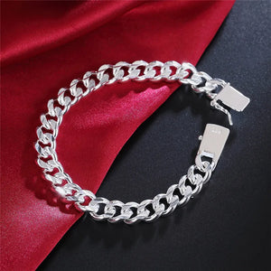 925 Silver 10mm Chain Bracelet Wedding Jewelry