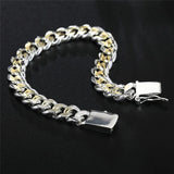 925 Silver 10mm Chain Bracelet Wedding Jewelry