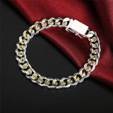 925 Silver 10mm Chain Bracelet Wedding Jewelry