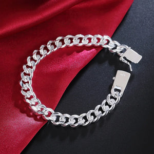 925 Sterling Silver Solid 8/10mm Chain Bracelet Men Women