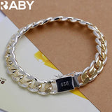 925 Sterling Silver Solid 8/10mm Chain Bracelet Men Women