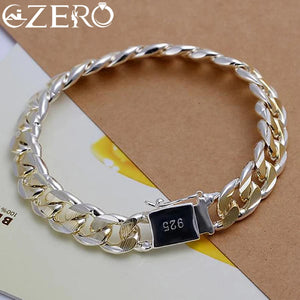 925 Silver 8/10mm Chain Bracelet, Wedding Jewelry, Charms Party Gift