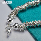 925 Sterling Silver Bead Circle Chain Bracelet Women Men Jewelry