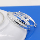 925 Sterling Silver Chinese Blessings Bell Bangle Bracelet