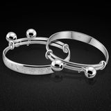 925 Sterling Silver Chinese Blessings Bell Bangle Bracelet