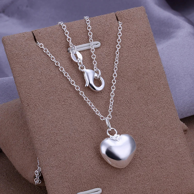 925 Sterling Silver Solid Charm Necklace Women's Jewelry
