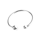925 Silver Double Ball Bracelet Opening Cuff Bangle