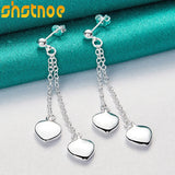 925 Sterling Silver Heart Drop Earrings For Women