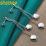 925 Sterling Silver Heart Drop Earrings For Women
