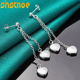 925 Sterling Silver Heart Drop Earrings For Women