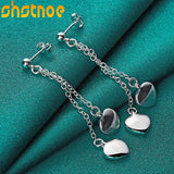 925 Sterling Silver Heart Drop Earrings For Women