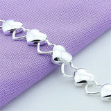 925 Sterling Silver Hollow Heart Bracelet for Woman Wedding Party Jewelry Gift