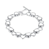 925 Sterling Silver Hollow Heart Bracelet for Woman Wedding Party Jewelry Gift