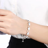 925 Sterling Silver Hollow Heart Bracelet for Woman Wedding Party Jewelry Gift